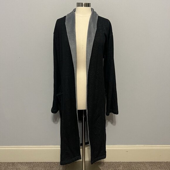 UGG Women's Gray Robe Sz M Soft Fleece Lined Shawl Collar Lounge Bathrobe Belted - Picture 3 of 9